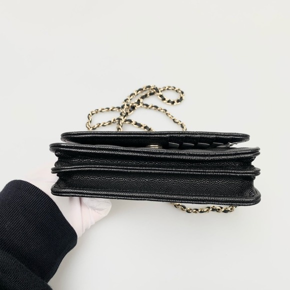 NIB Chanel Black Mini Caviar Wallet On Chain WOC - Picture 7 of 16
